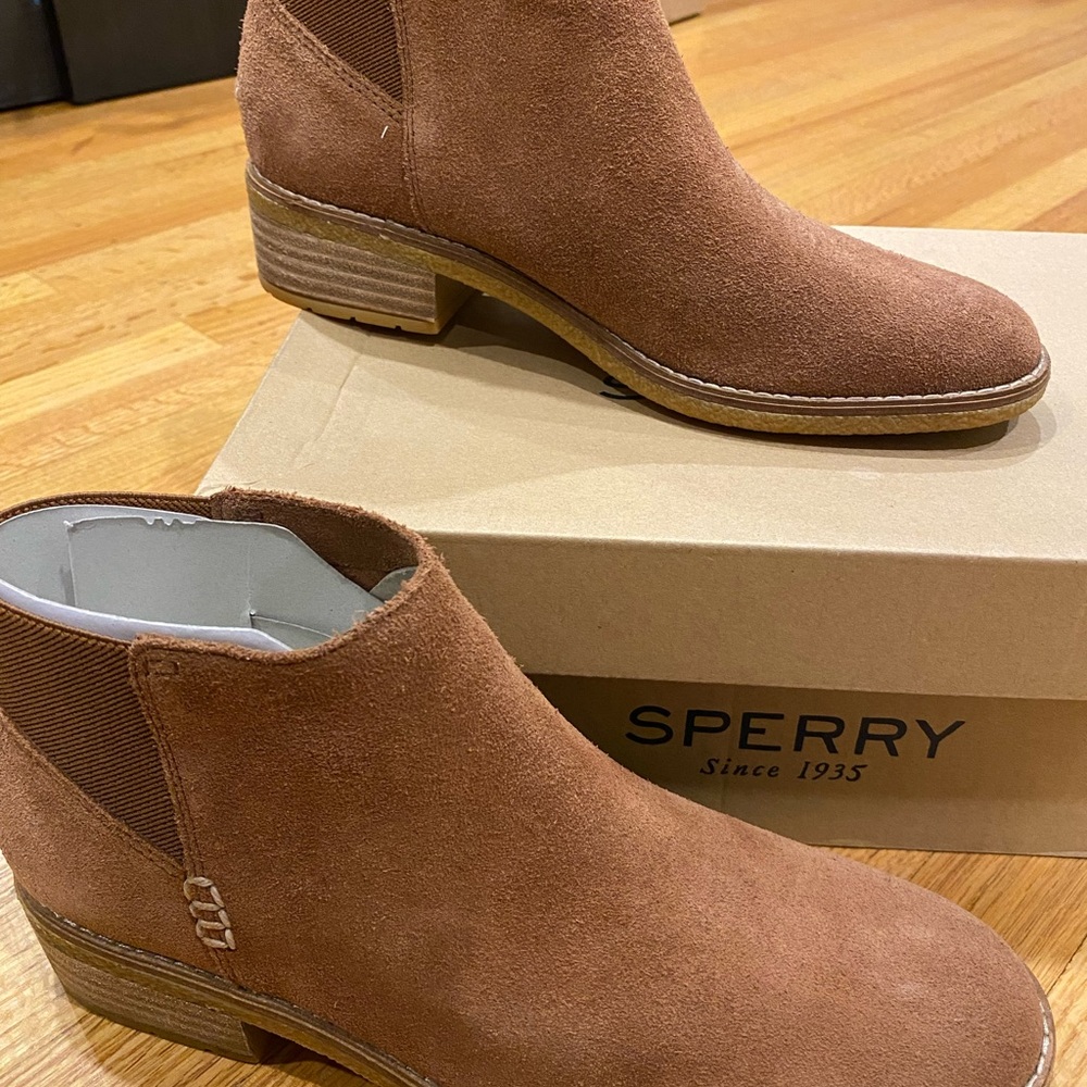 Sperry Topsider Maya Lani Tan Brown Suede Ankle Boots - Picture 6 of 8